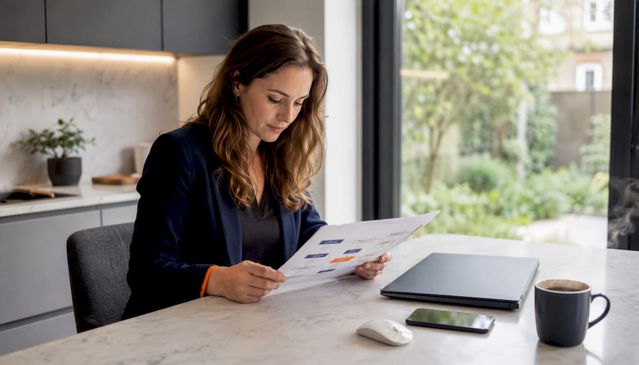 Een overzicht van een moderne werkplek waar IT-beheer zowel fysiek als digitaal samenkomt.