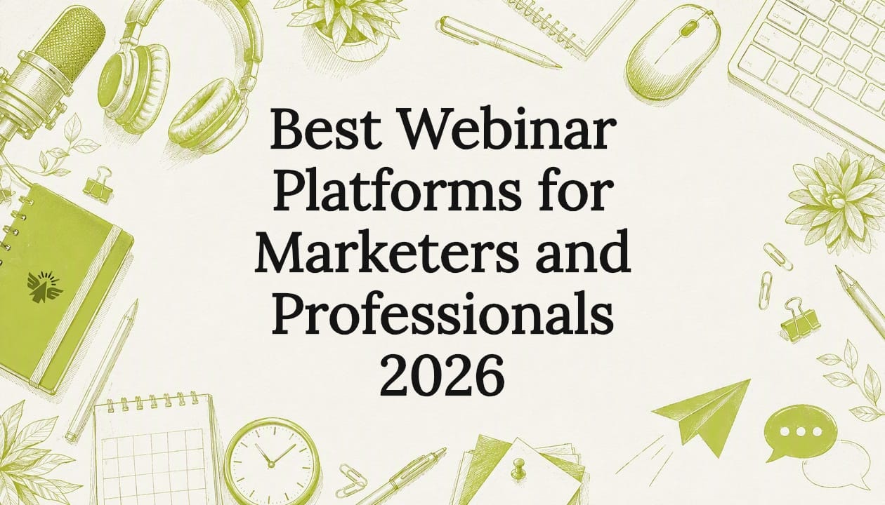 Decorative webinar platforms title card illustration