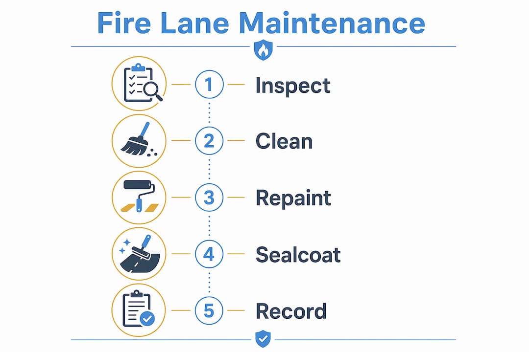 Infographic showing fire lane maintenance steps