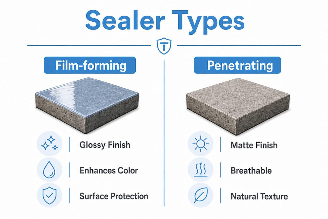 Infographic comparing two patio sealer types