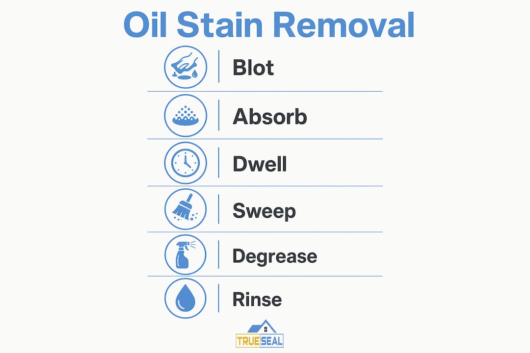 Step-by-step infographic for oil stain removal