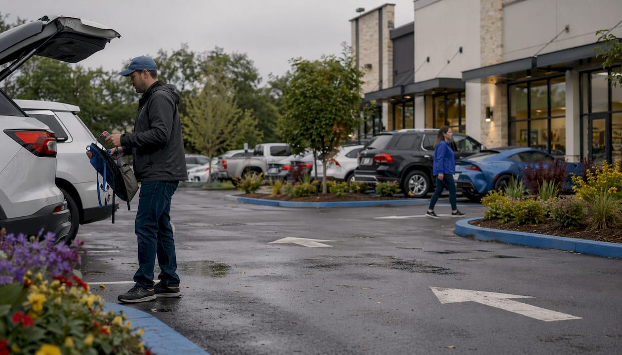 Drive aisle and traffic flow in parking lot