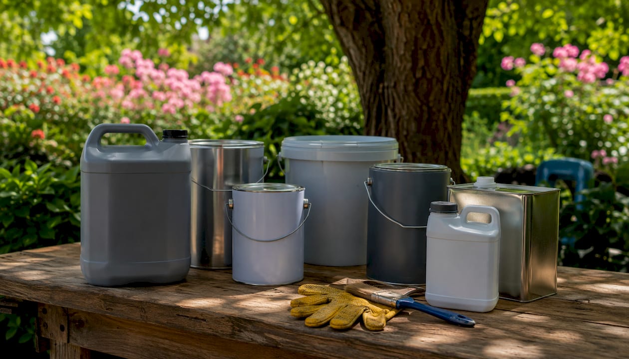 Different types of concrete sealer containers