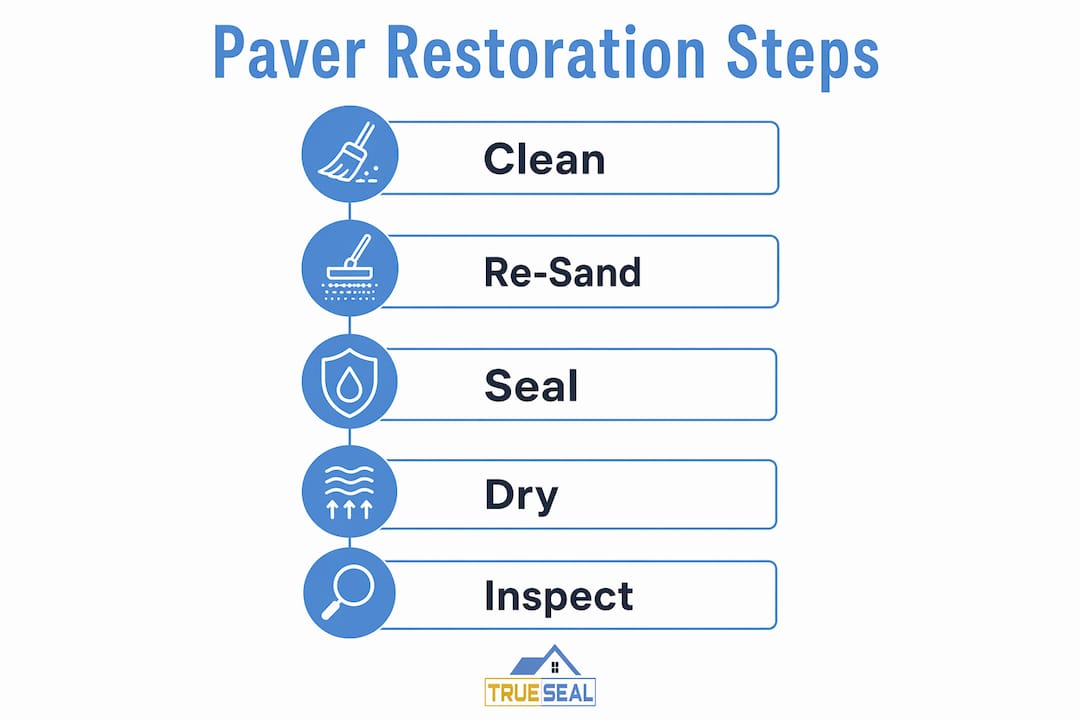Infographic showing paver restoration process steps