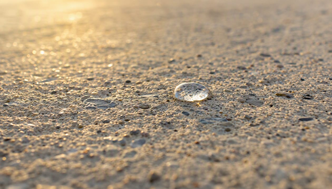 Water droplet on porous concrete surface