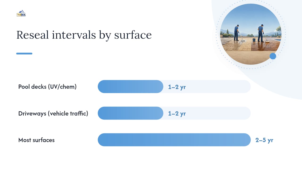 Stamped concrete resealing intervals diagram