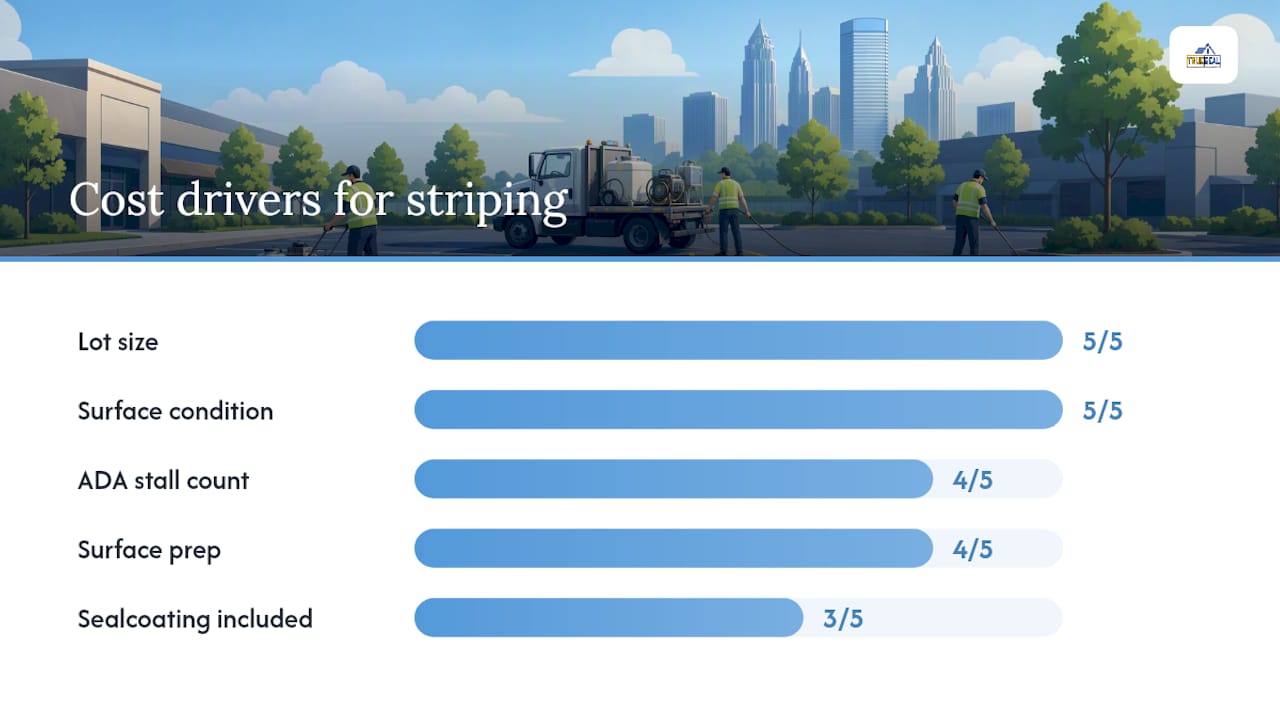 Diagram showing parking lot striping cost factors