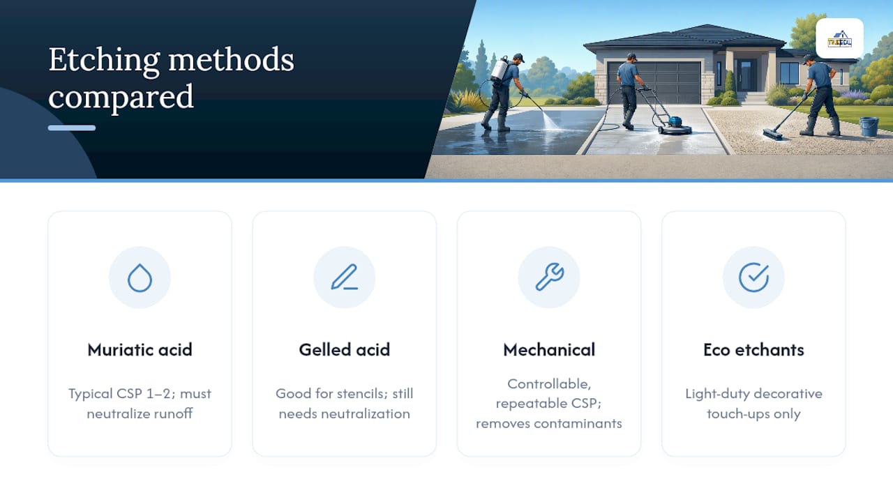 Comparison of four concrete etching methods