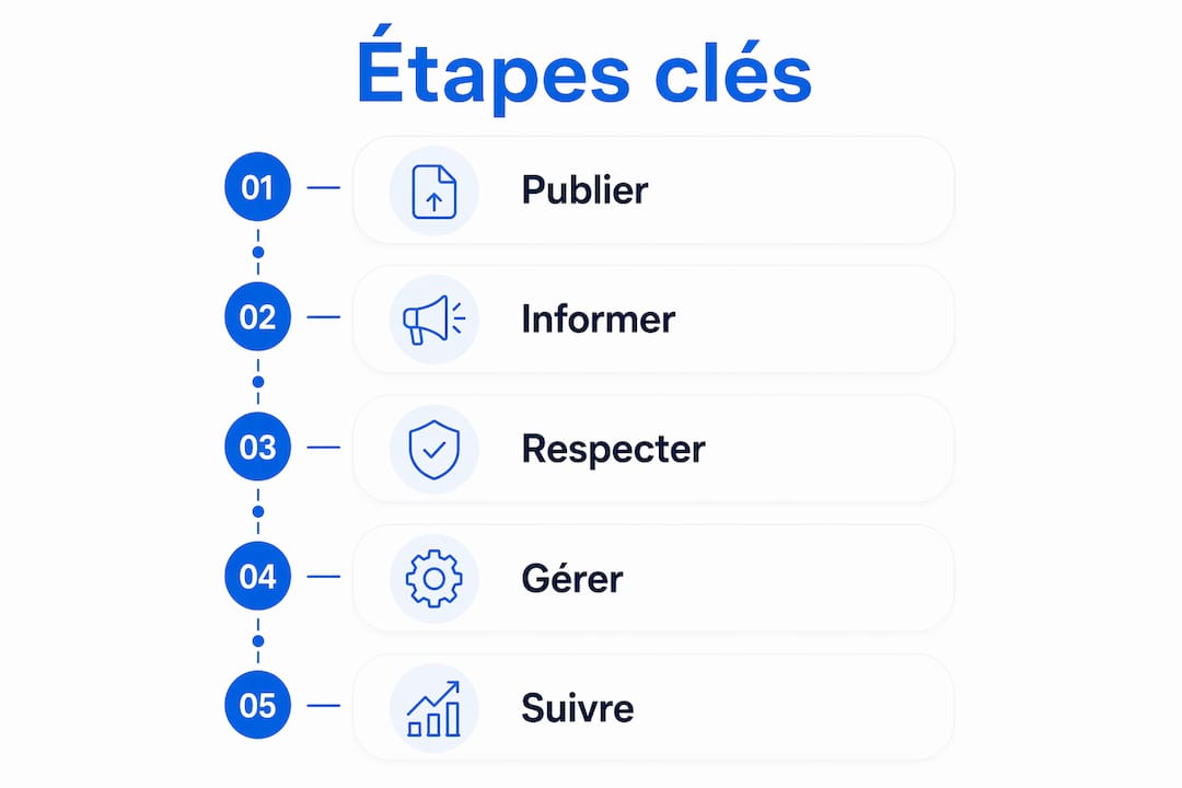 Visuel explicatif présentant les différentes étapes d’un processus de retour