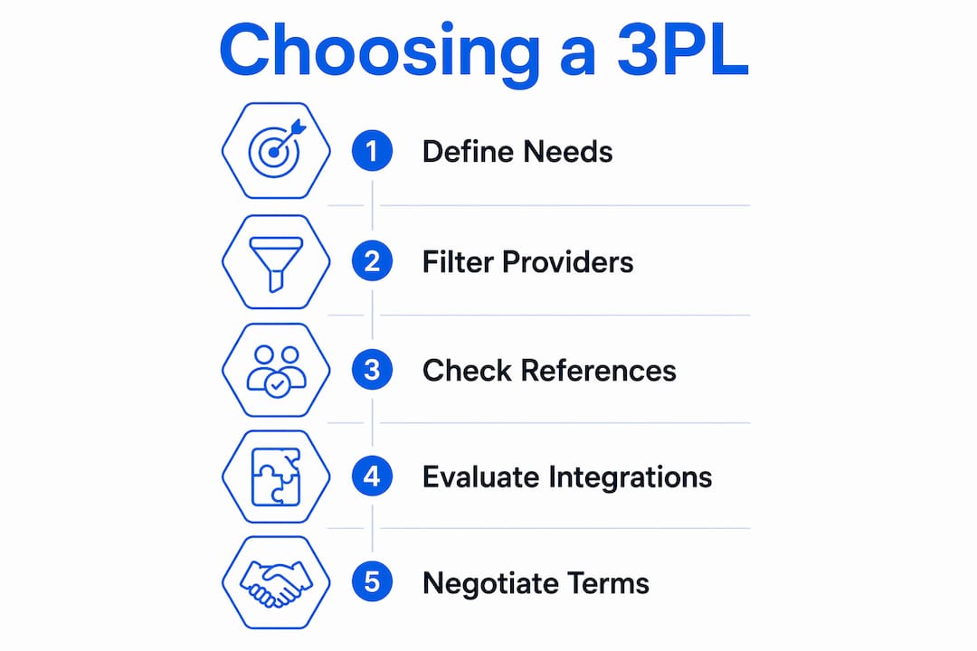 Infographic showing steps to choose fulfillment service