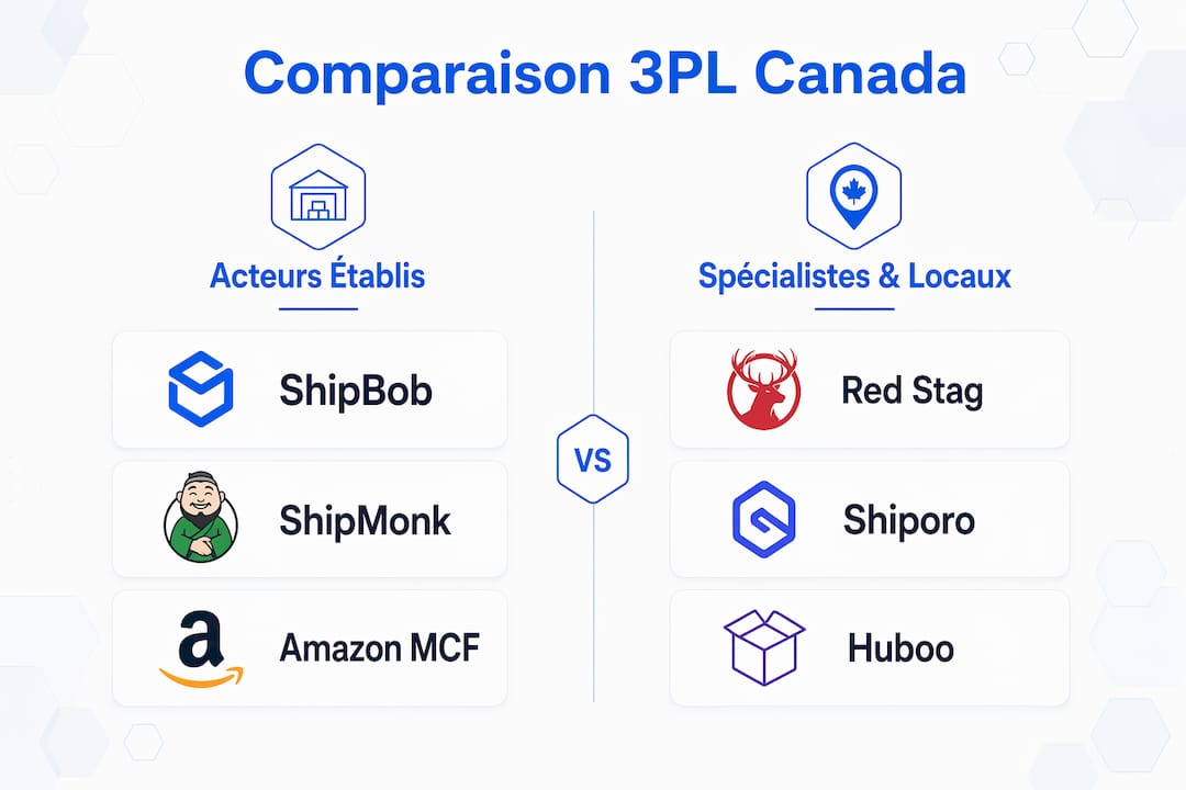 Comparatif visuel des principaux fournisseurs logistiques 3PL pour Shopify