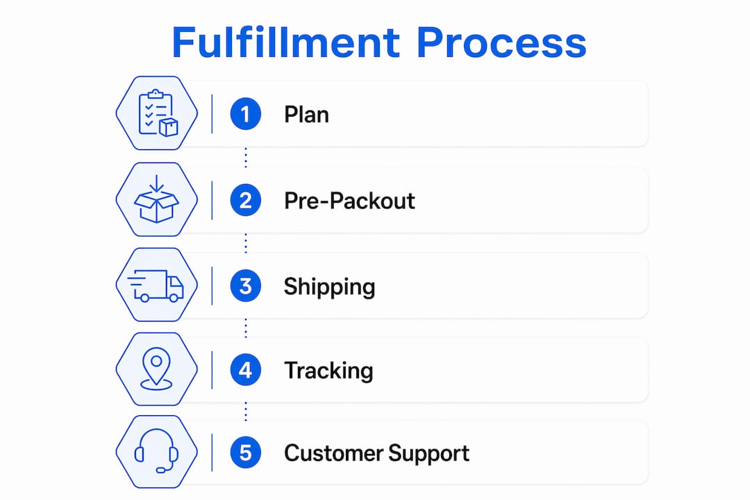 Infographic showing crowdfunding fulfillment steps