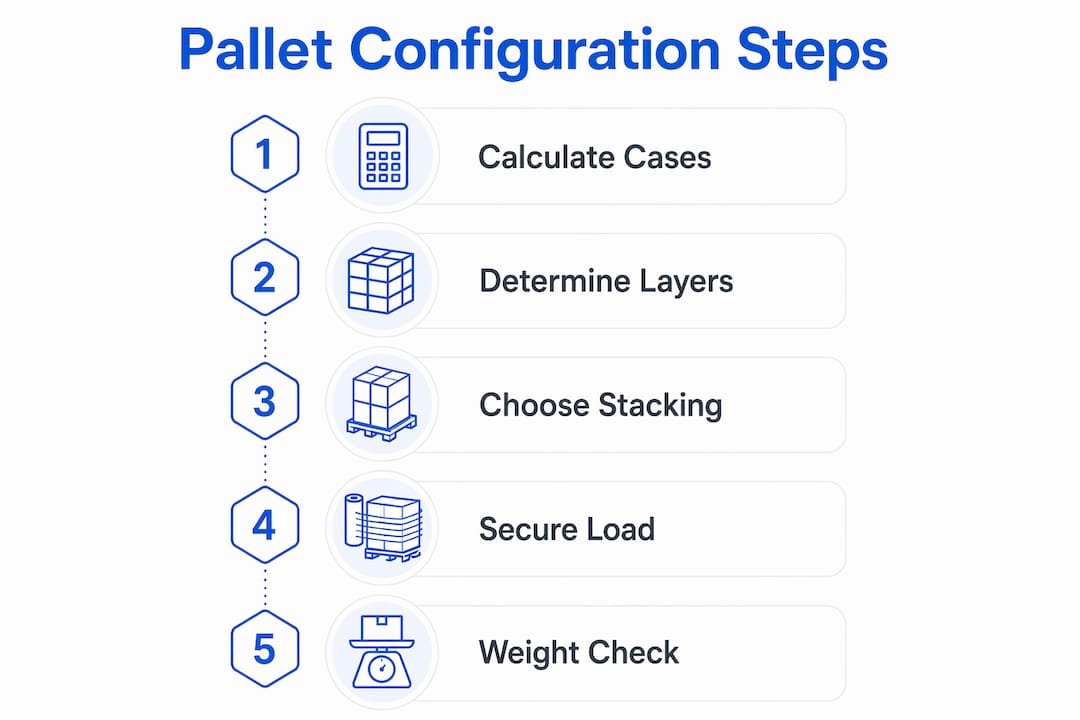 Infographic illustrating steps for pallet configuration process