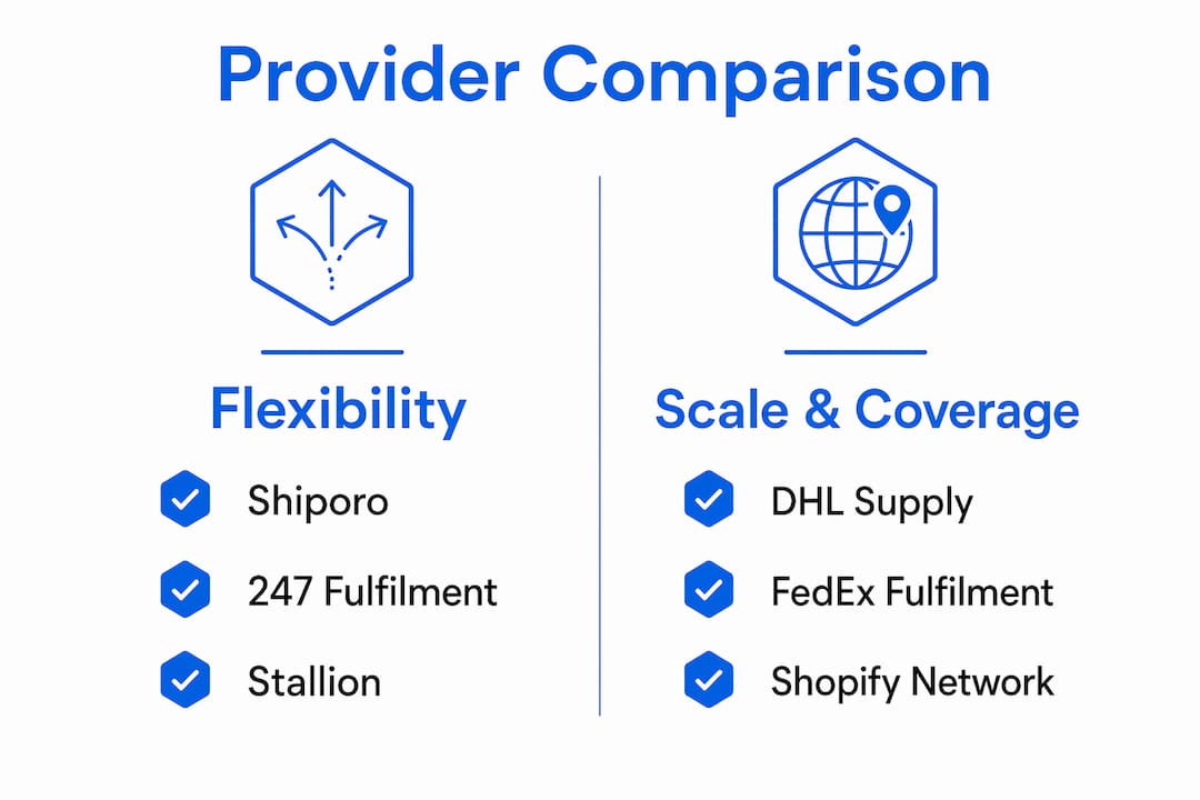 Infographic comparing ecommerce fulfilment providers in Canada