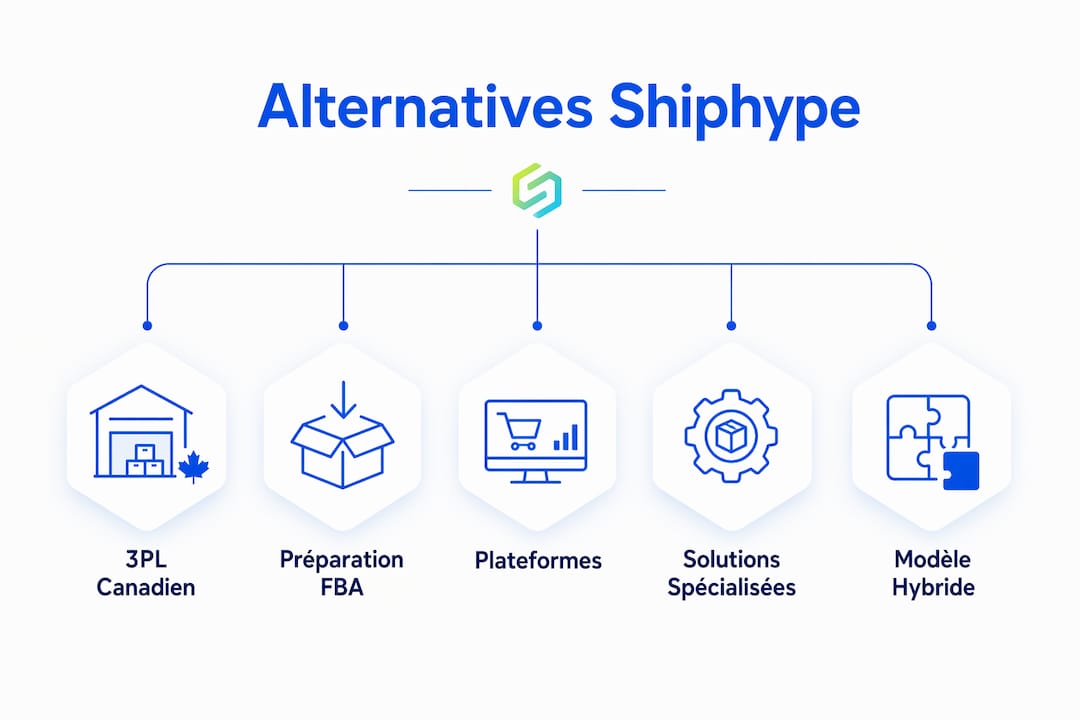 Visuel présentant des alternatives à Shiphype, classées par catégorie