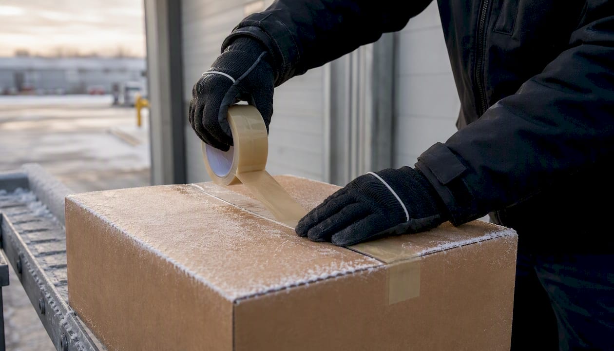Sealing corrugated box on cold loading dock