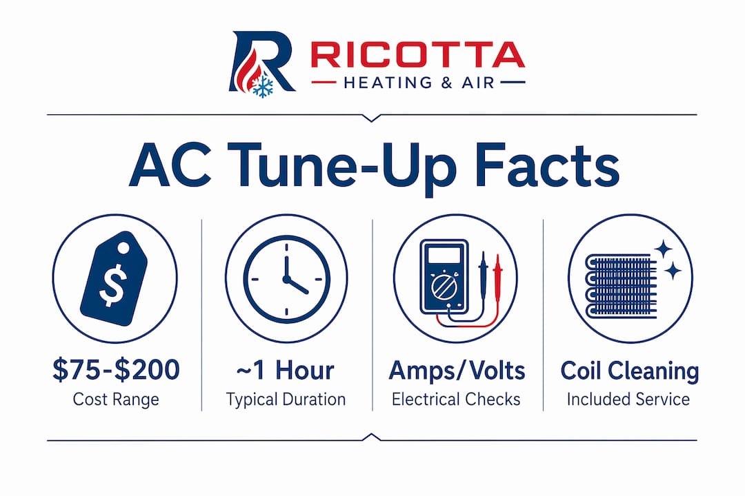 Infographic showing AC tune-up cost and key service components