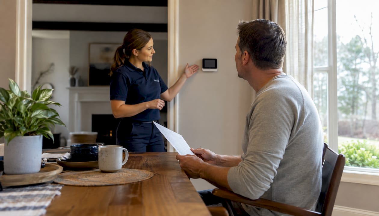 Homeowner discussing HVAC second opinion