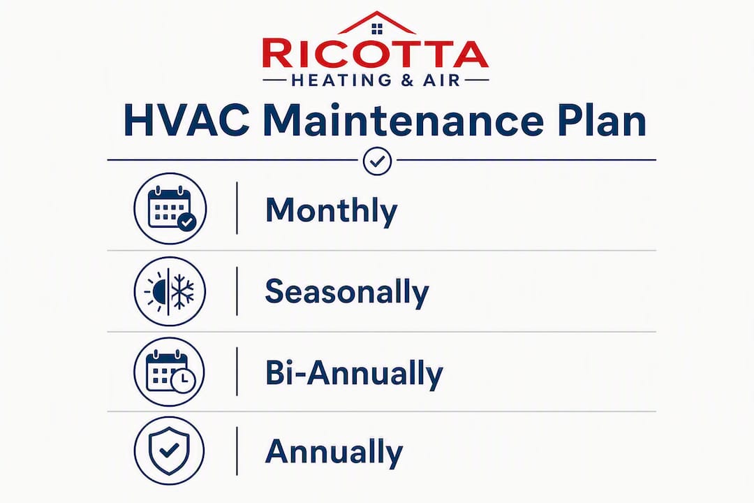 Infographic showing HVAC maintenance schedule steps