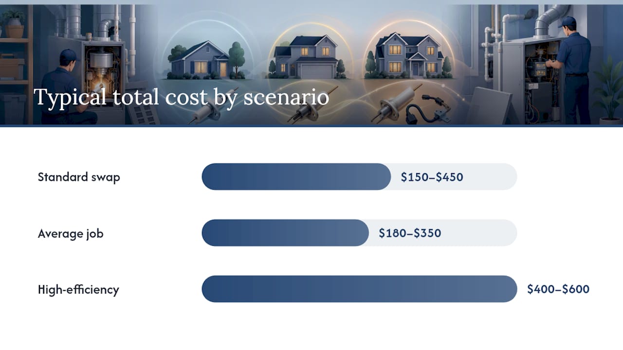 Cost breakdown of furnace ignitor replacement scenarios