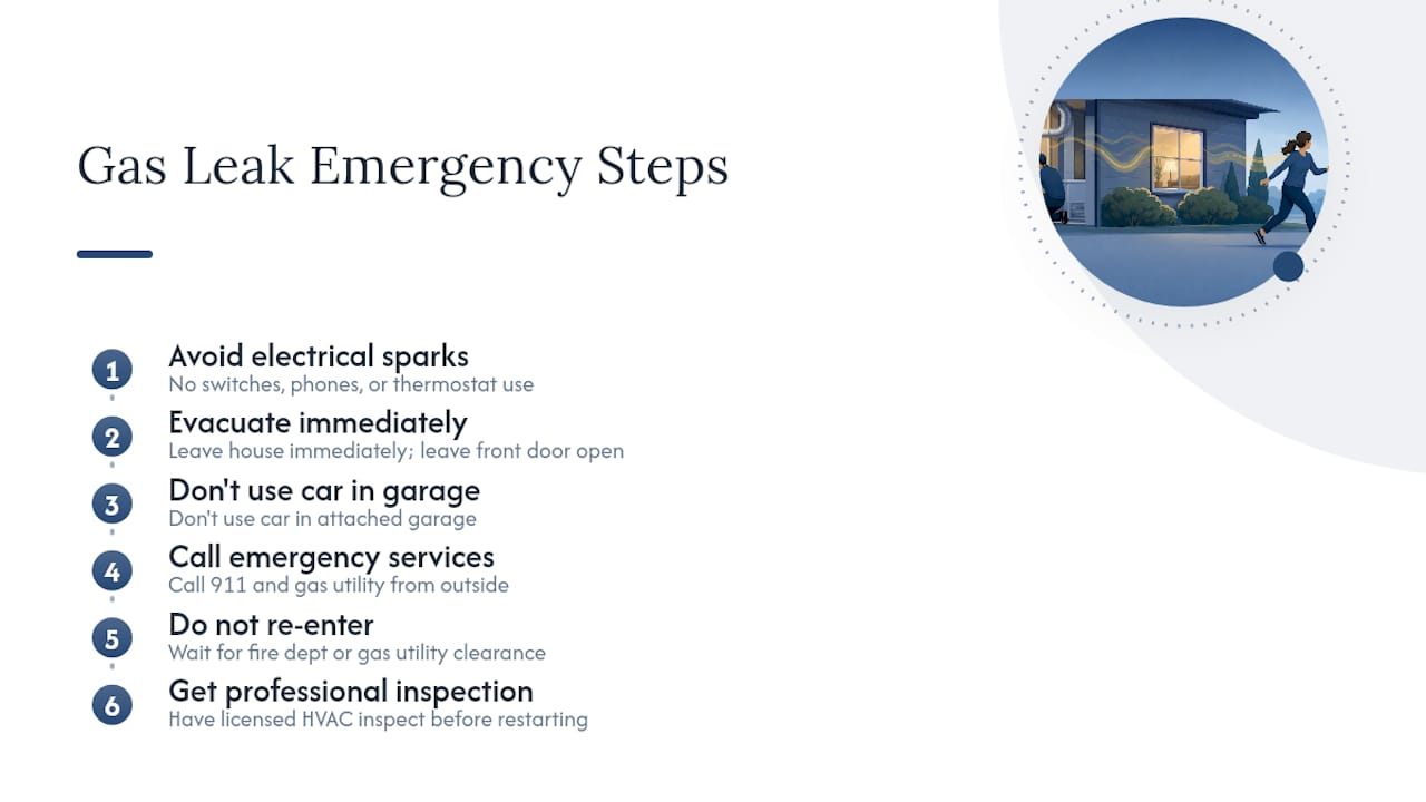 What to do if you smell a gas leak from your furnace — overview diagram