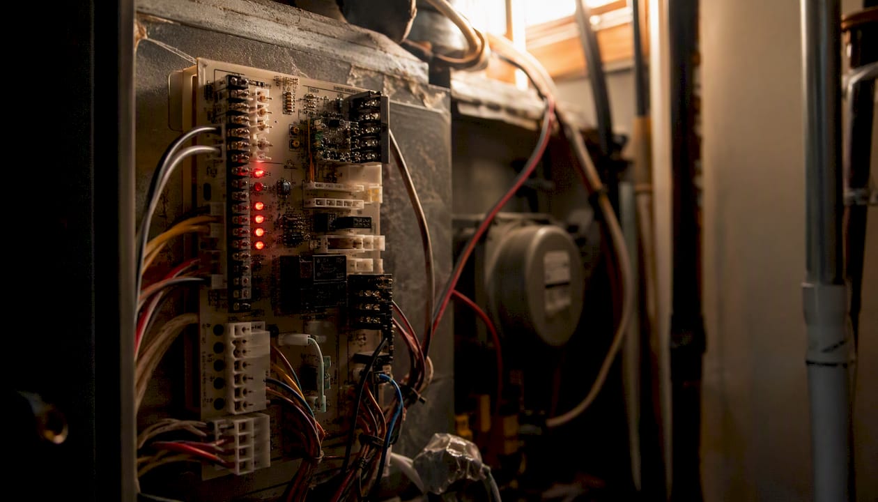 Furnace control board blinking LEDs