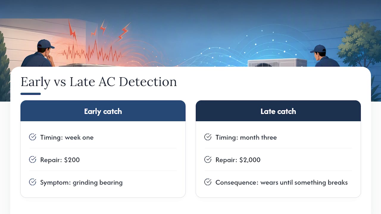 Why Catching a Loud AC Early Actually Saves You Money — overview diagram