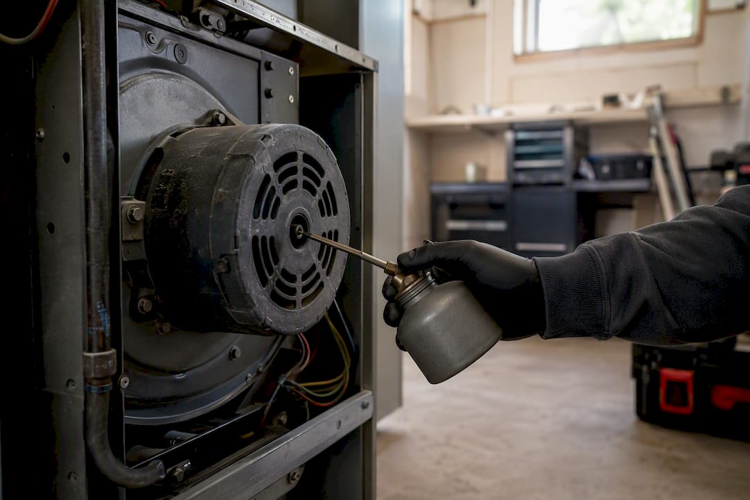 Hand lubricating blower motor bearing