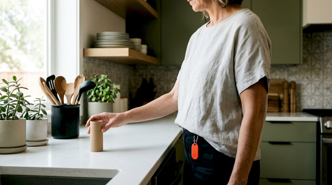 Woman applying natural deodorant in bathroom