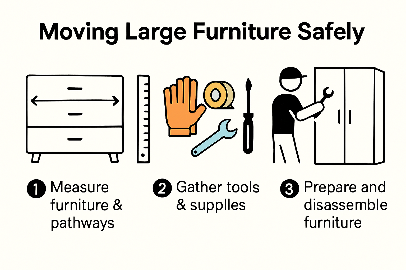 Infographic showing 6 steps to safely move large furniture