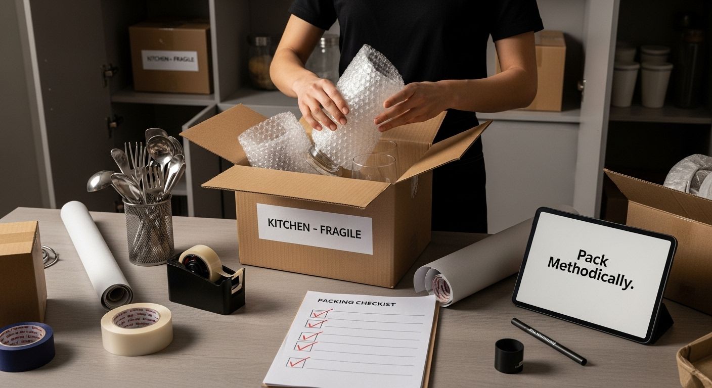 apartment moving checklist, packing kitchen