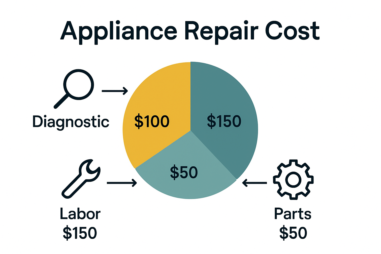 Pie chart of appliance repair cost factors