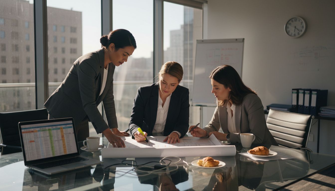 Managers discussing appliance maintenance schedule