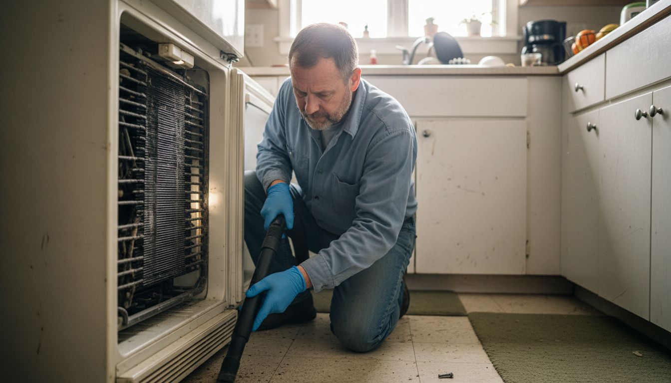 Cleaning dusty refrigerator condenser coils