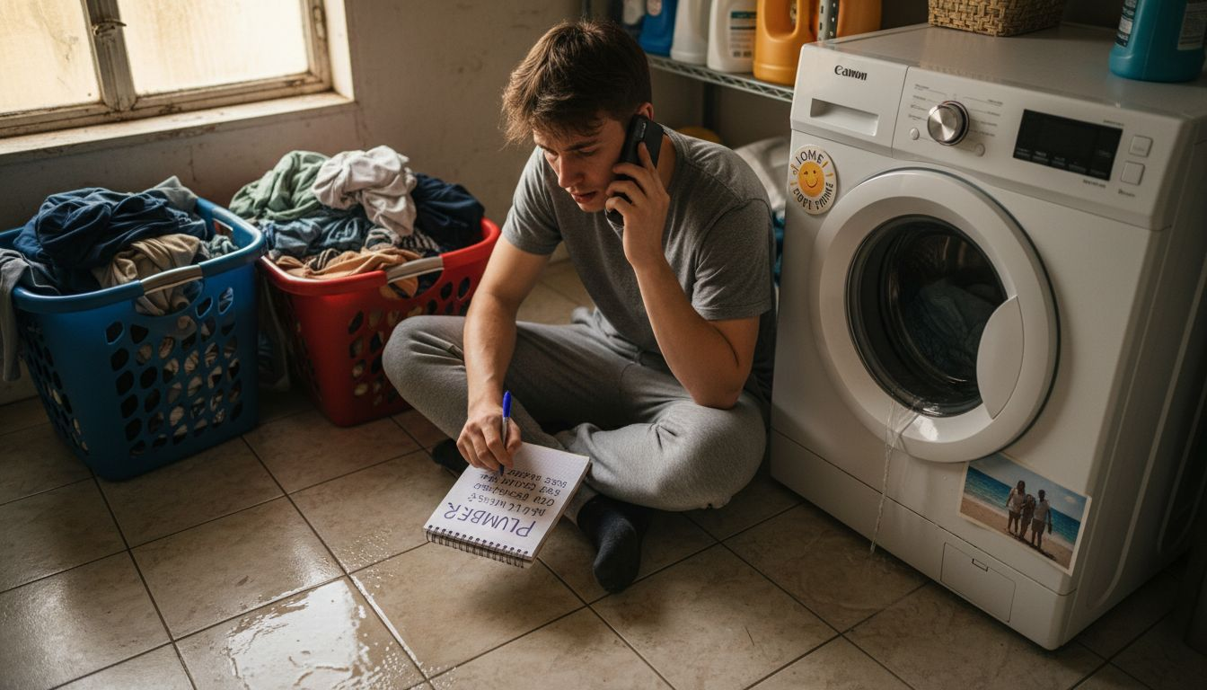 Homeowner calling for emergency washing machine repair
