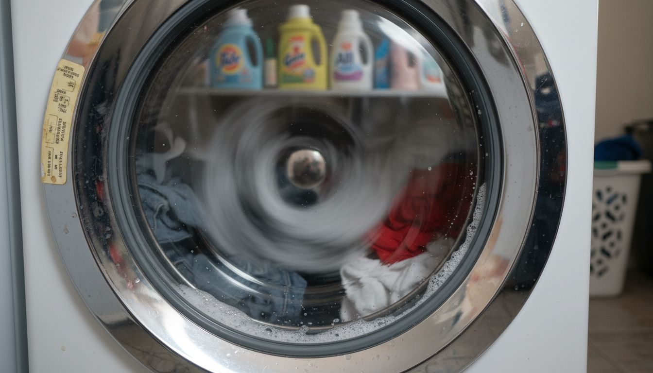 Inside washing machine during agitation cycle