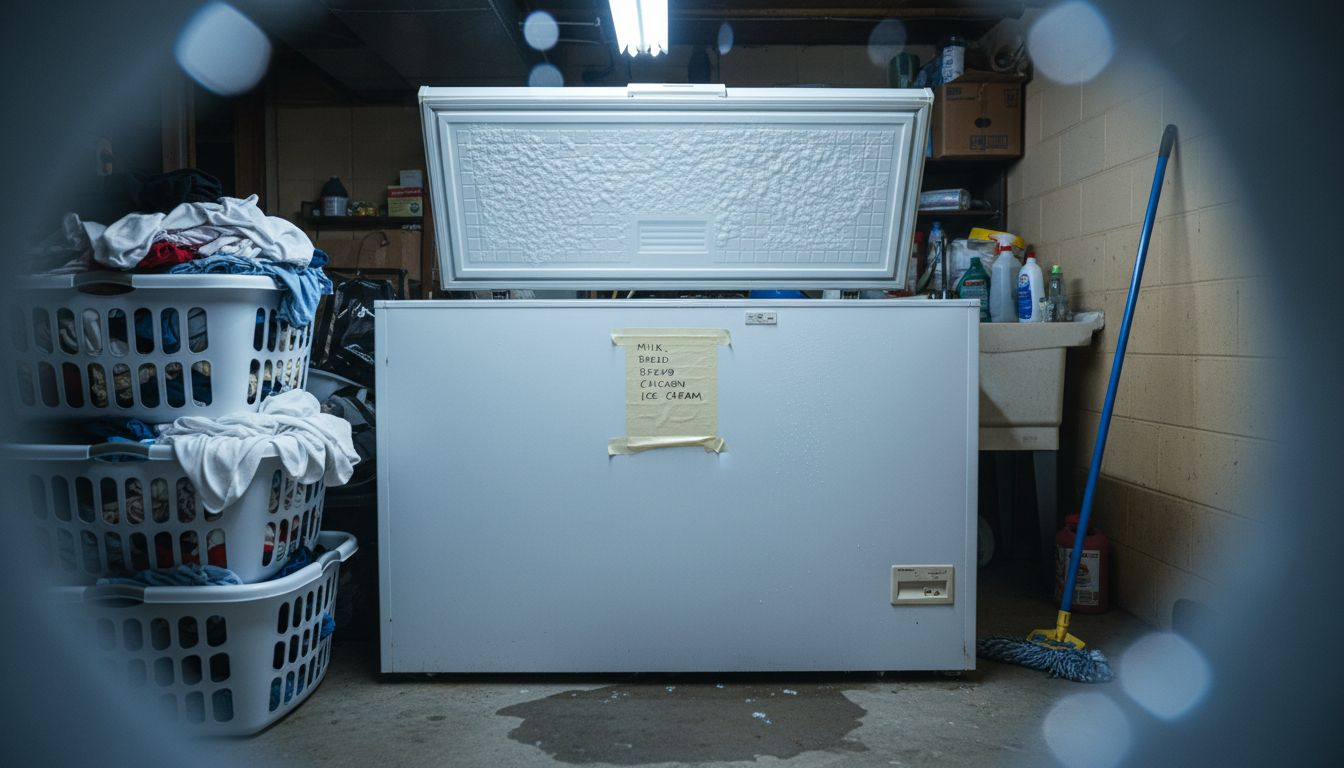 Frost buildup in basement chest freezer