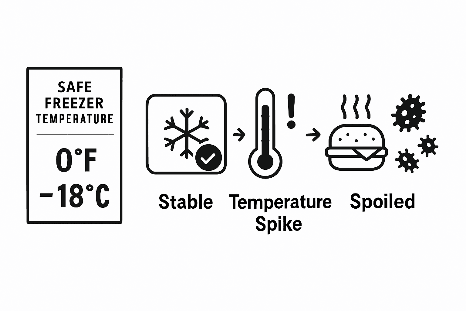 Freezer temperature fluctuation effects infographic