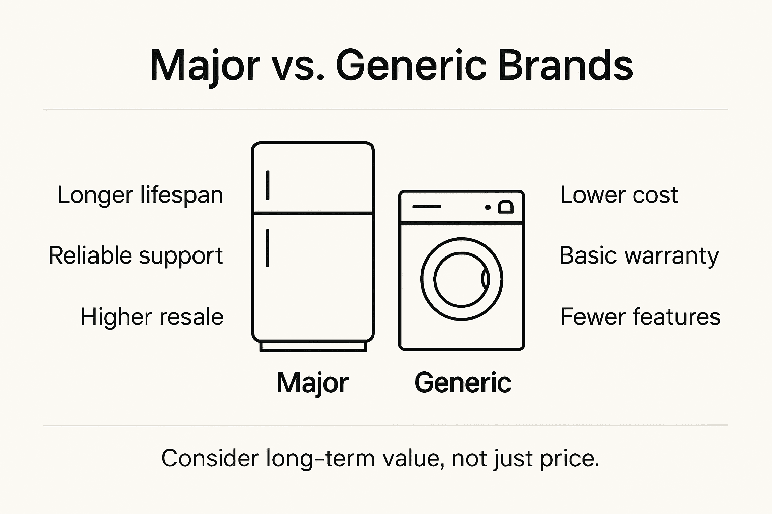 Infographic comparing major and generic appliance brands