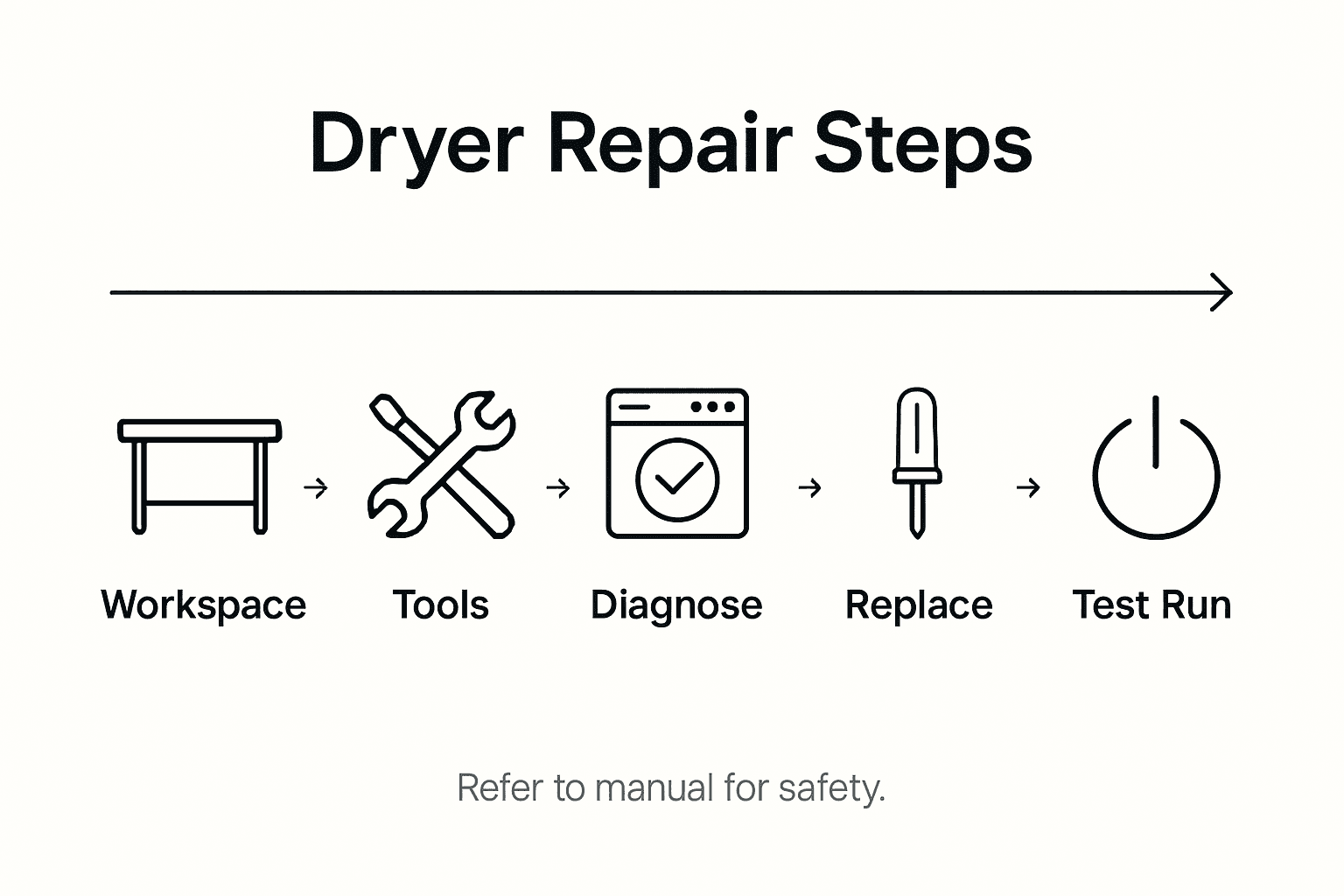 Infographic showing basic dryer repair workflow