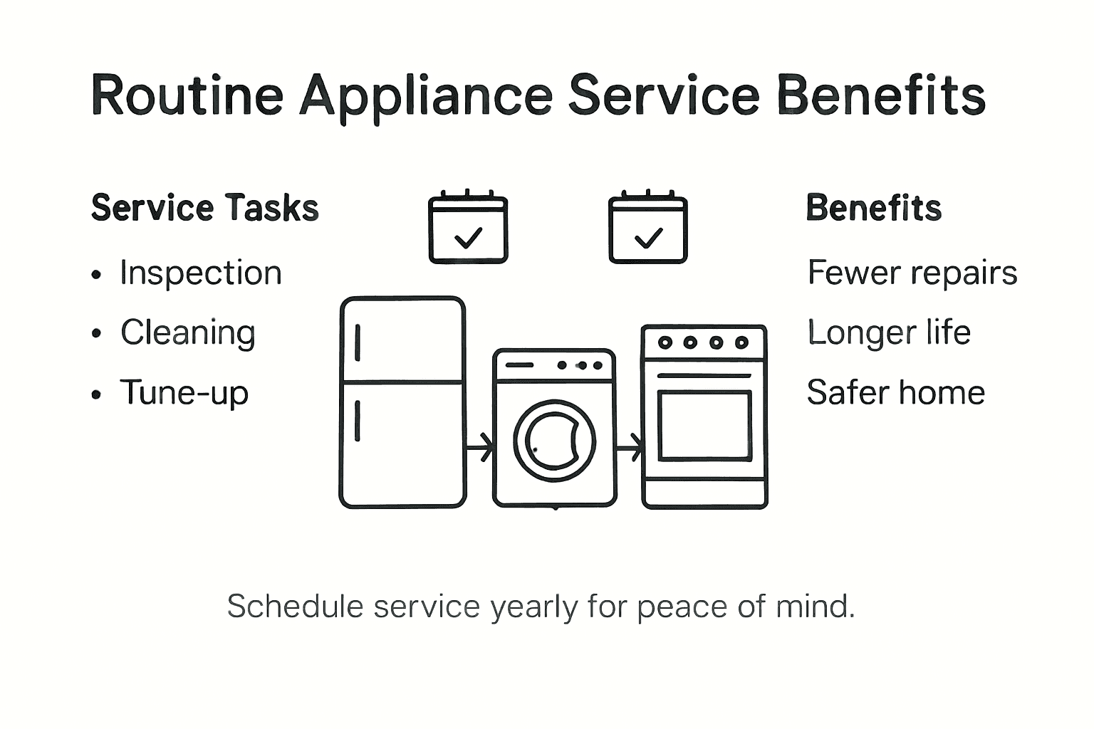 Infographic highlighting routine appliance service benefits