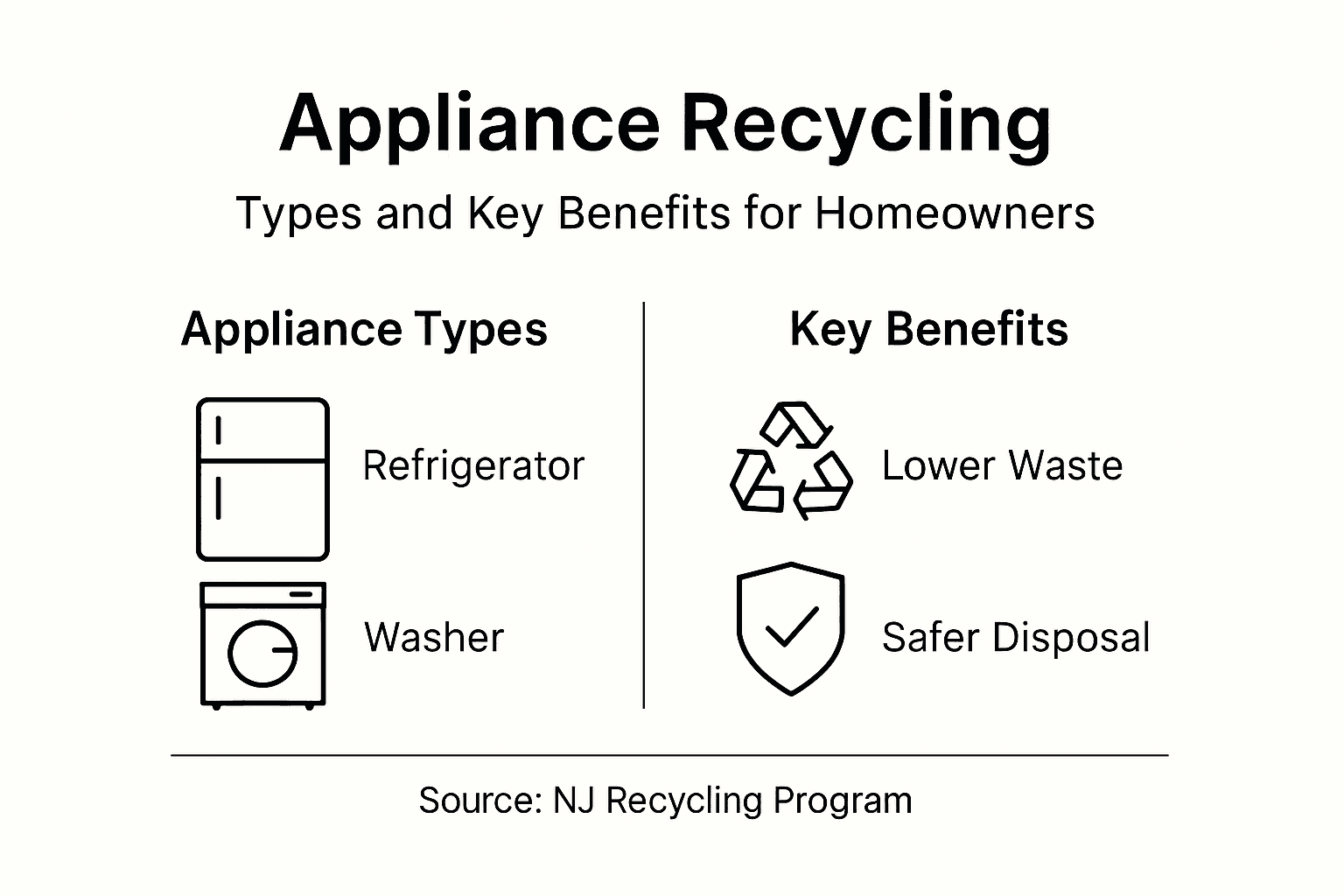 Infographic showing types and benefits of recycling appliances