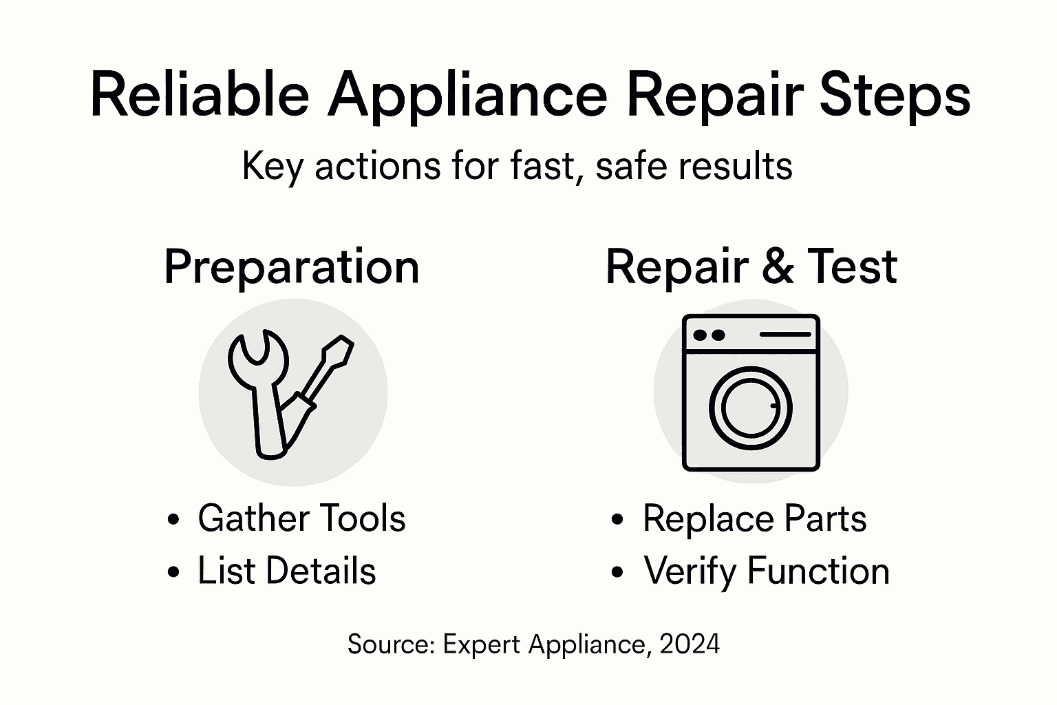 Infographic showing appliance repair process steps