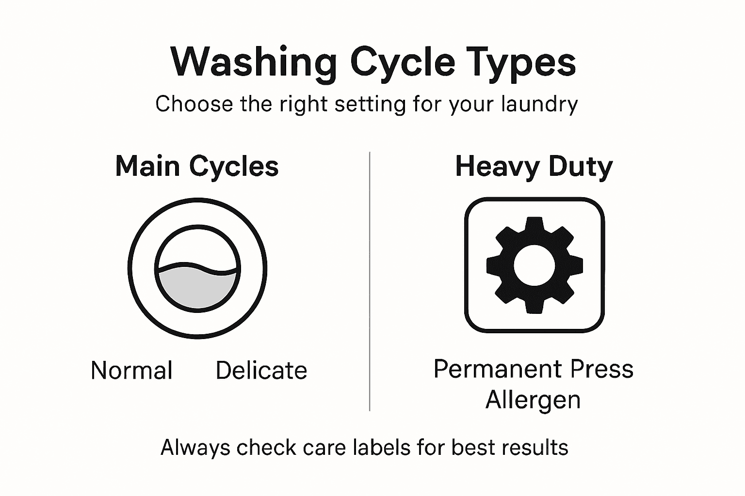 Infographic showing types of washing machine cycles