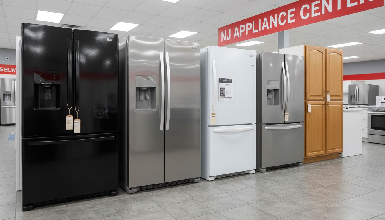 Five refrigerator styles in showroom row