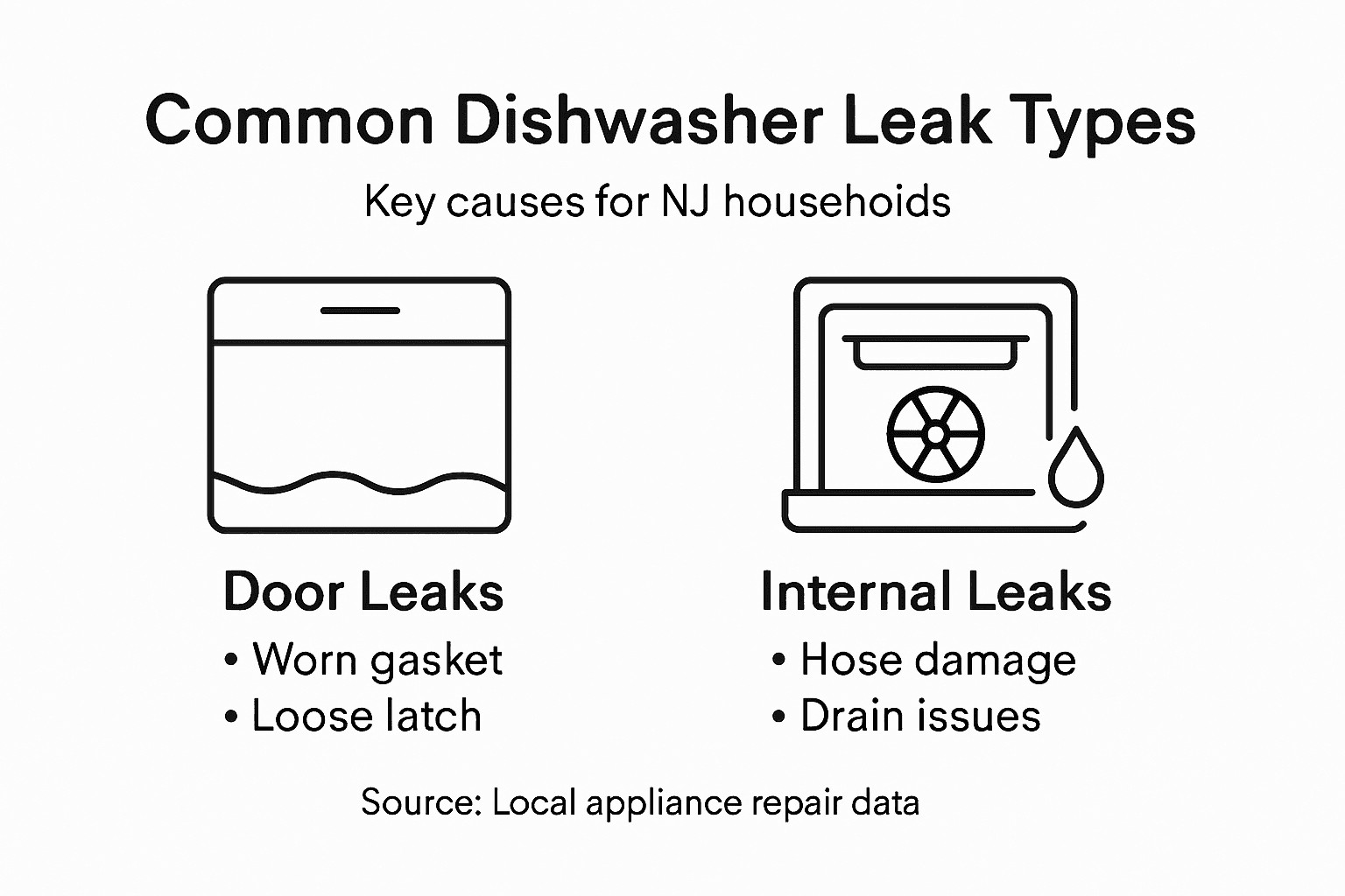 Infographic of dishwasher leak types