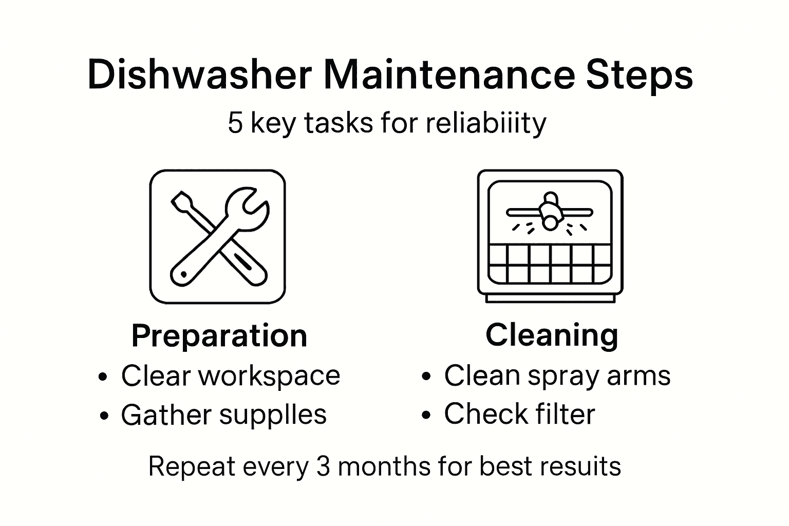 Infographic shows workflow for dishwasher care
