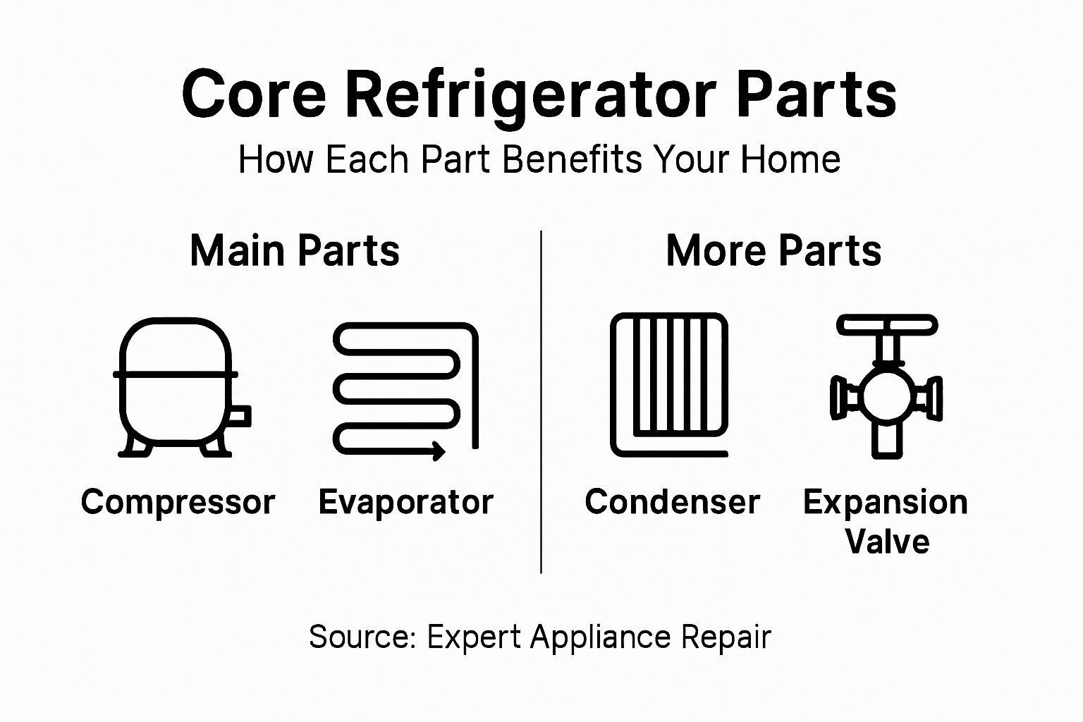 Infographic breaking down core refrigerator parts