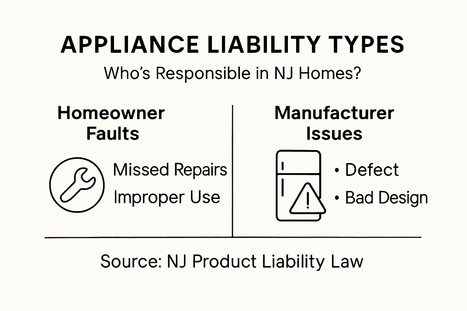 Infographic of appliance liability types and causes