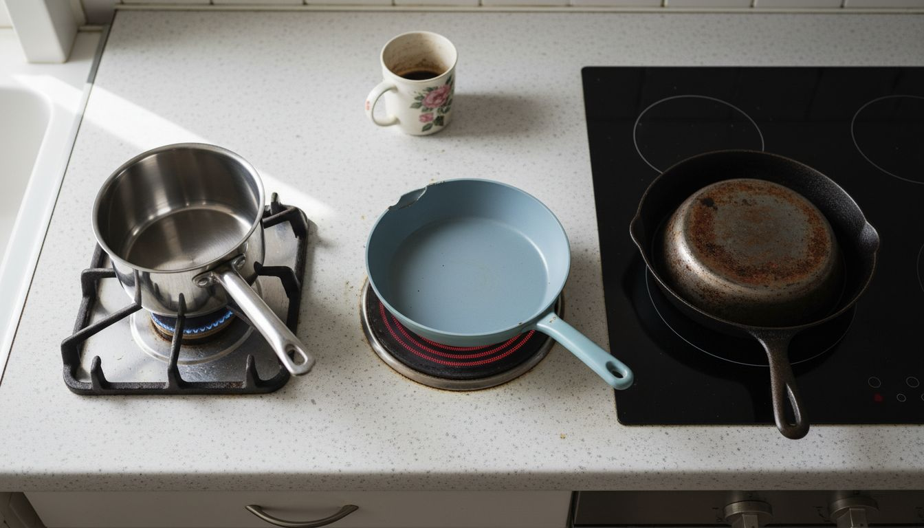 Three stove burner types side by side